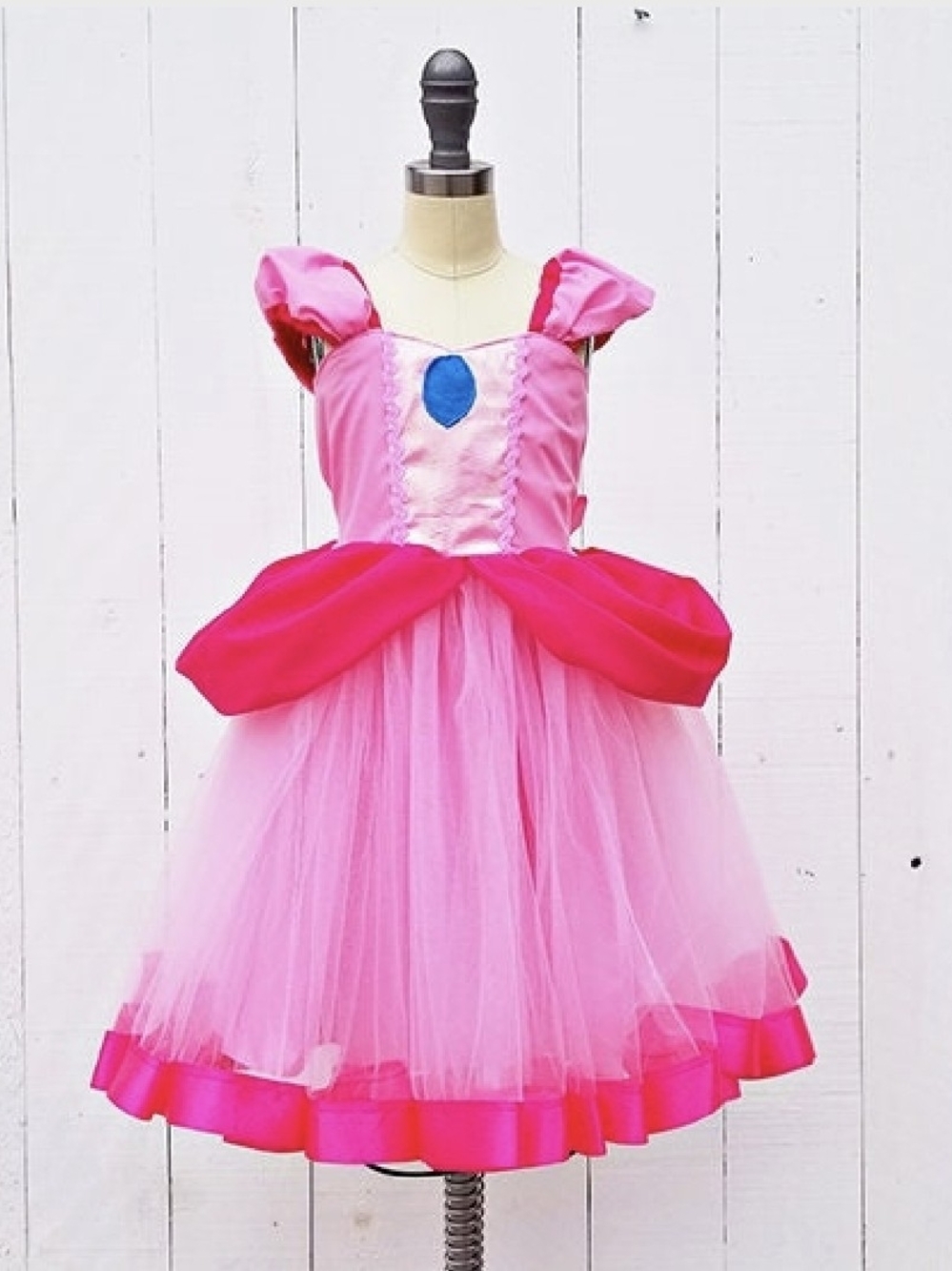 Princess Peach Halloween Costume Tutu Dress Girls Size 6/6X Handmade Super Mario - Picture 3 of 6